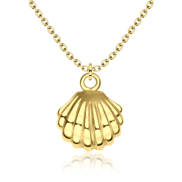 Shiny Shell Designed Gold Plated Silver Necklace SPE-3686-GP